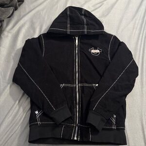 True Religion Black Hoodie with White Stitching